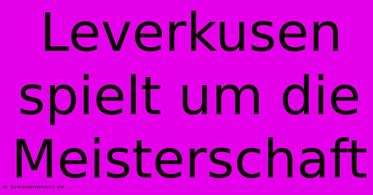 Leverkusen Spielt Um Die Meisterschaft