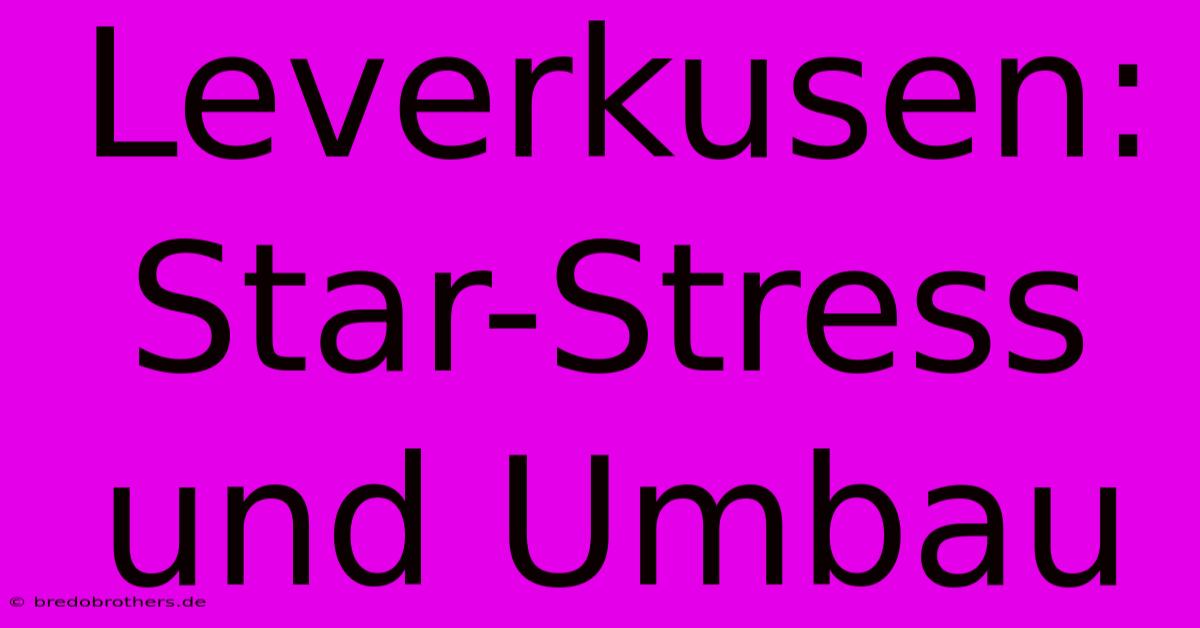 Leverkusen: Star-Stress Und Umbau