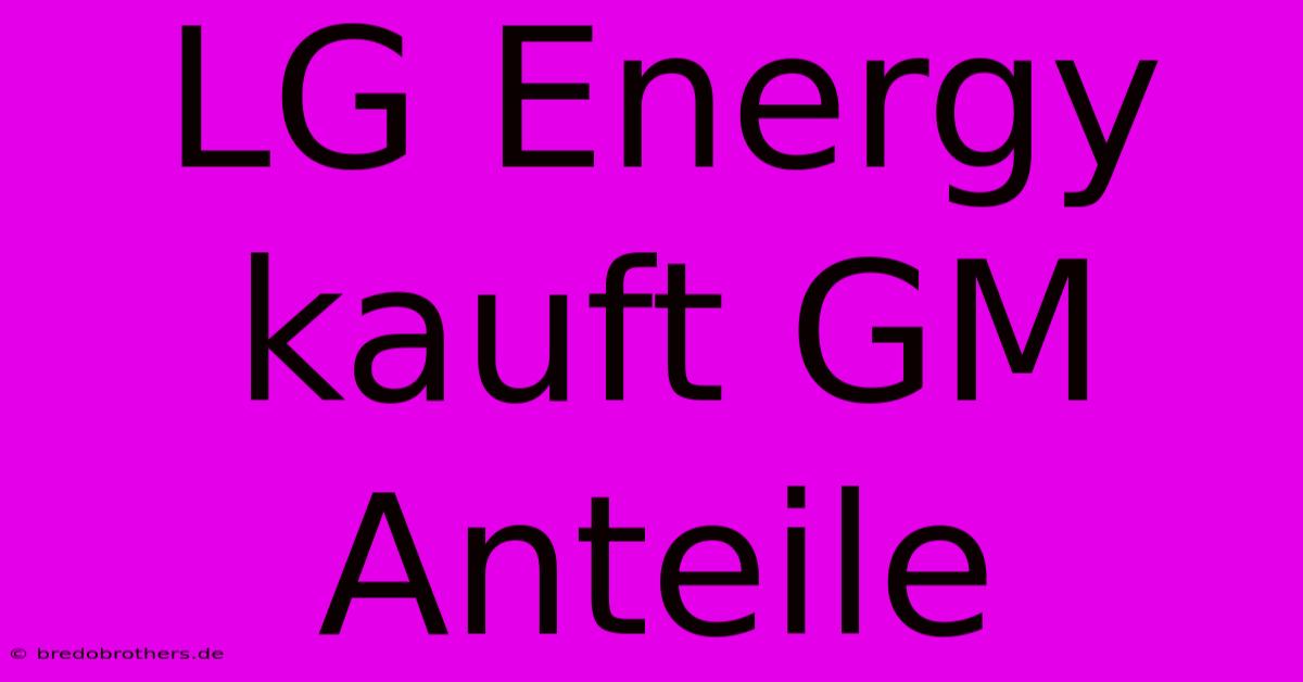 LG Energy Kauft GM Anteile