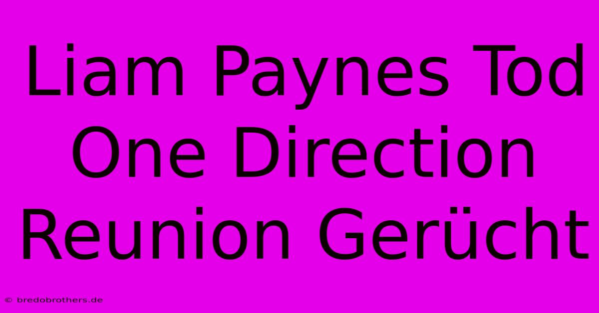 Liam Paynes Tod One Direction Reunion Gerücht