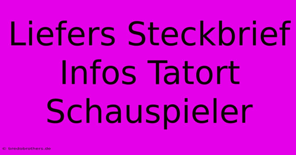 Liefers Steckbrief Infos Tatort Schauspieler