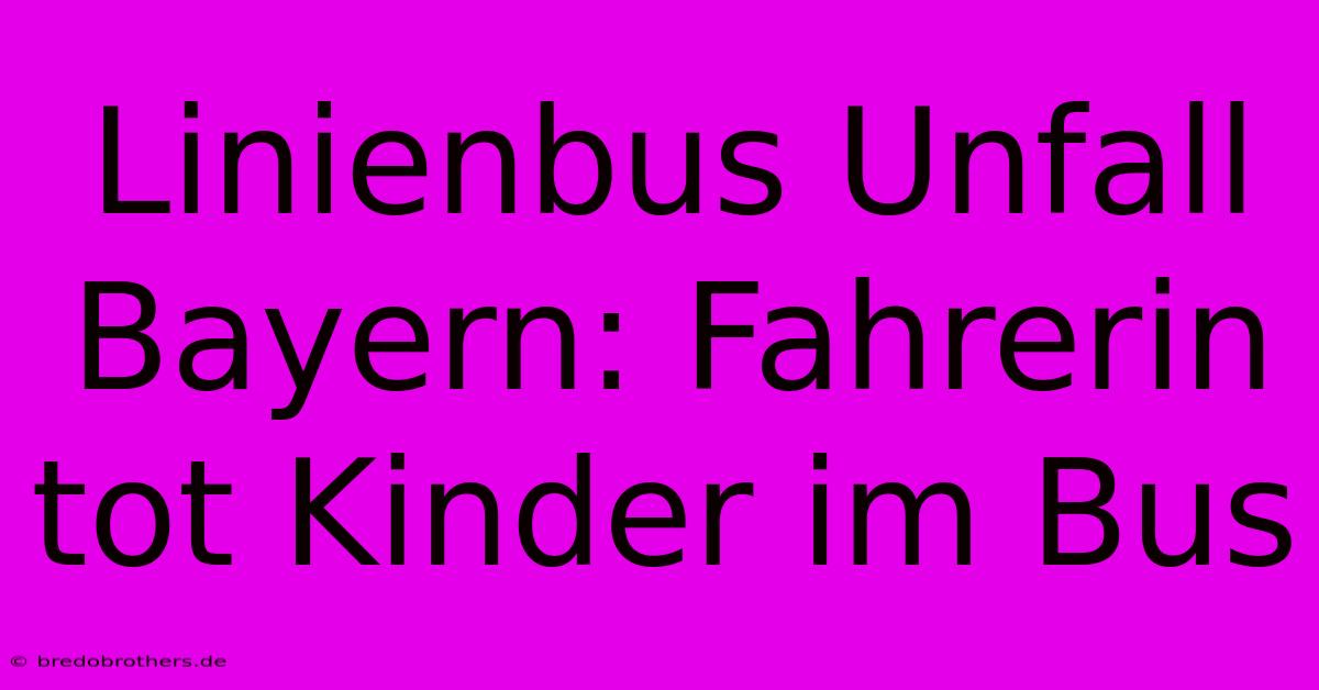 Linienbus Unfall Bayern: Fahrerin Tot Kinder Im Bus