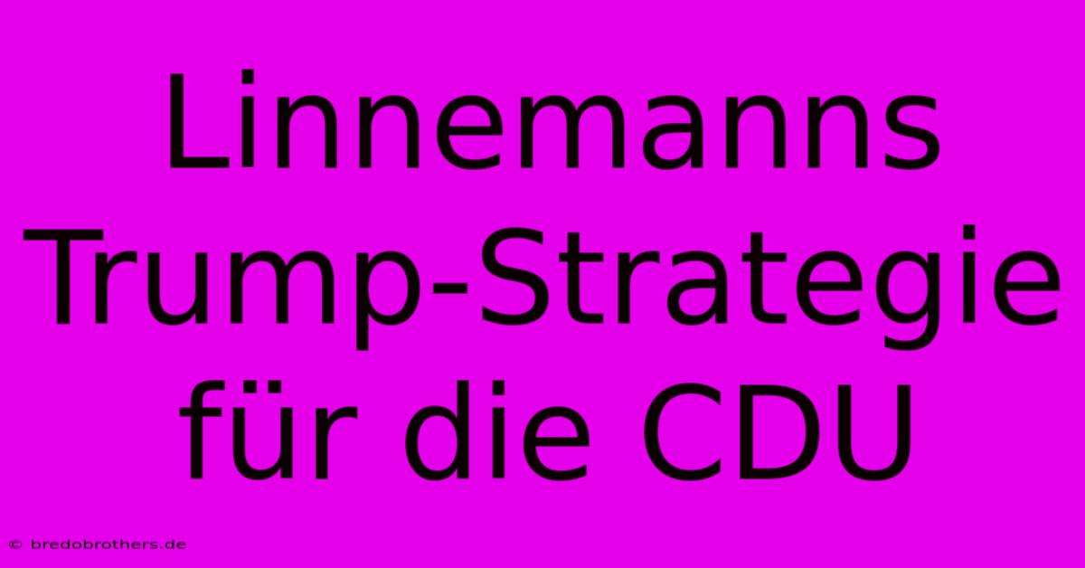 Linnemanns Trump-Strategie Für Die CDU