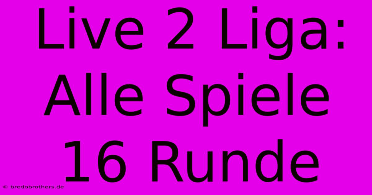 Live 2 Liga: Alle Spiele 16 Runde