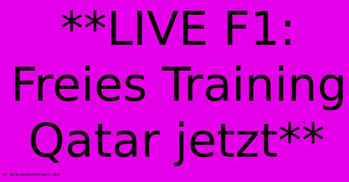 **LIVE F1: Freies Training Qatar Jetzt**