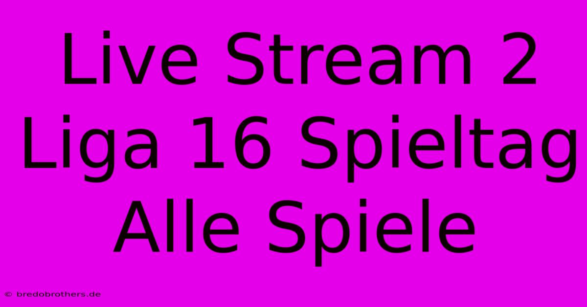 Live Stream 2 Liga 16 Spieltag Alle Spiele