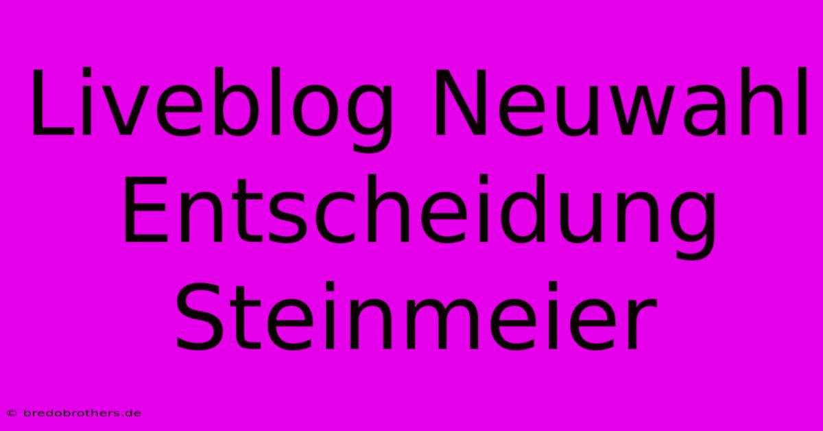 Liveblog Neuwahl Entscheidung Steinmeier