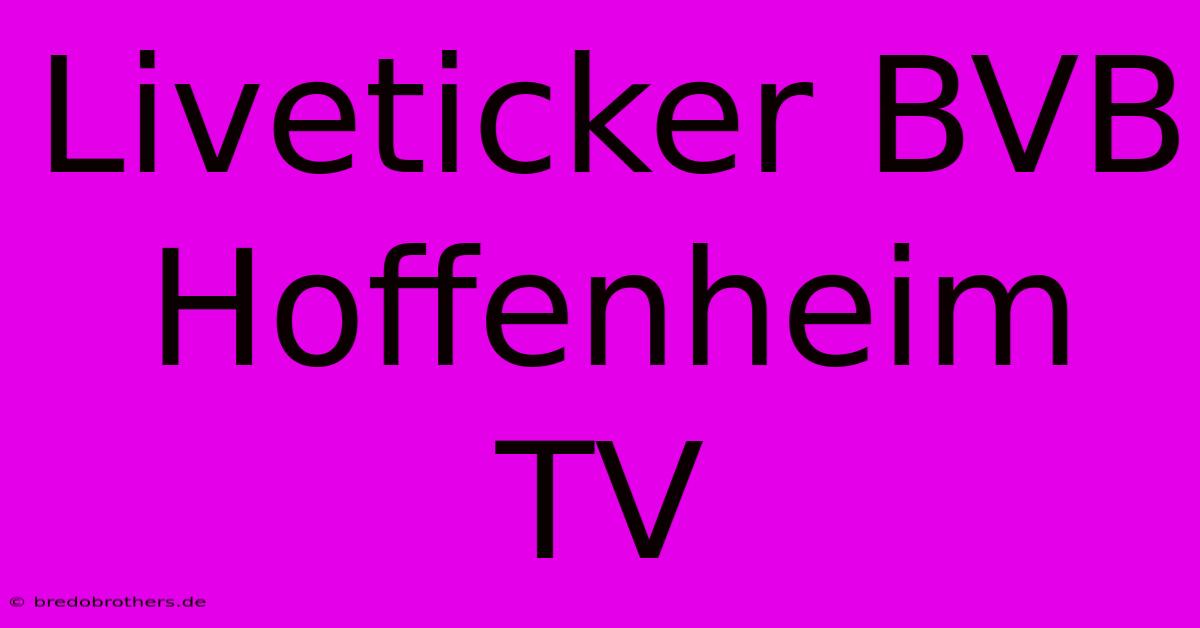 Liveticker BVB Hoffenheim TV