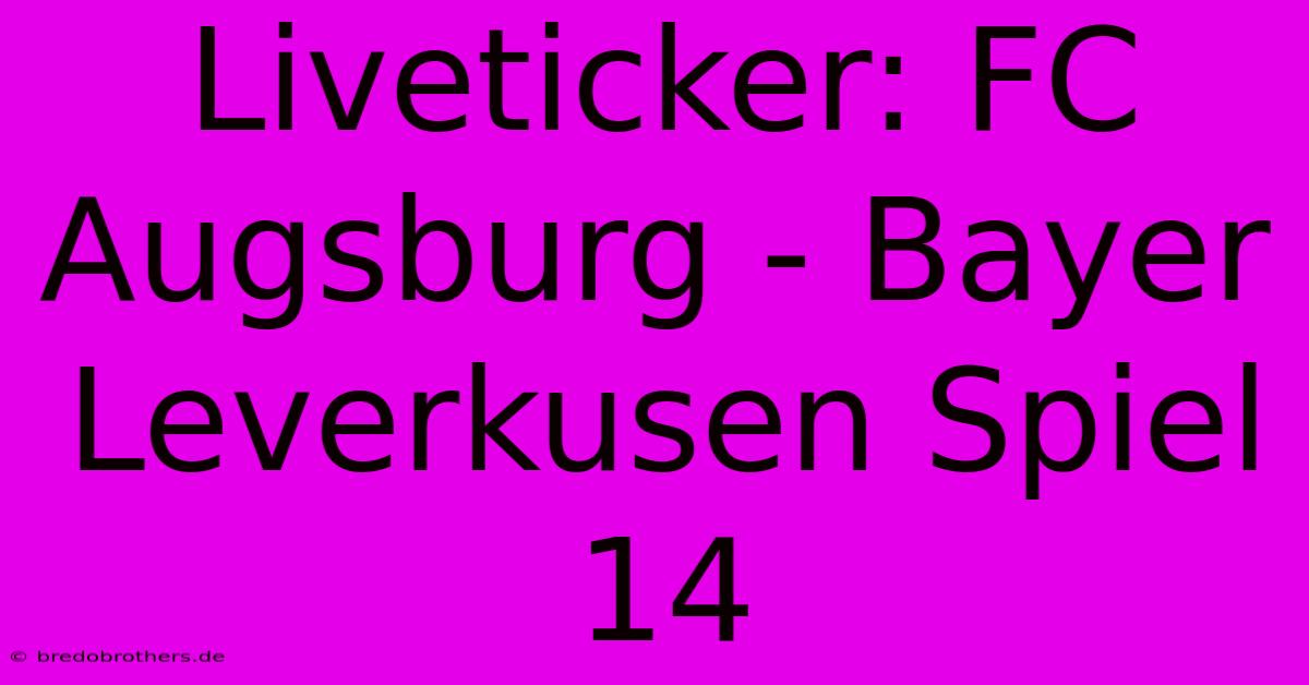 Liveticker: FC Augsburg - Bayer Leverkusen Spiel 14