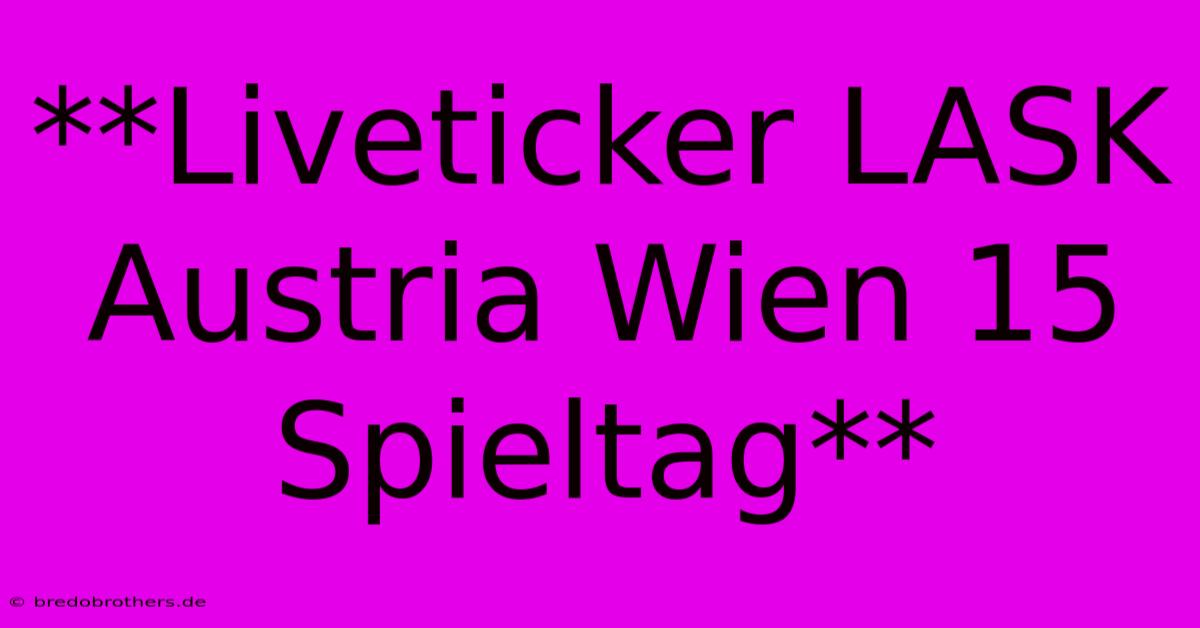 **Liveticker LASK Austria Wien 15 Spieltag**