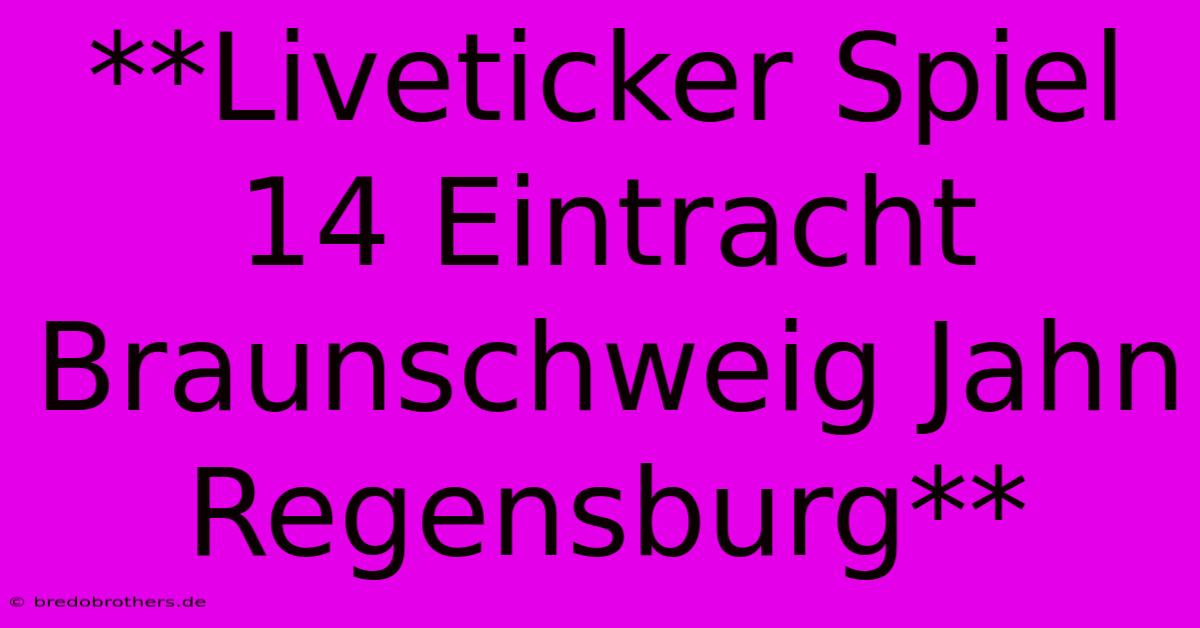 **Liveticker Spiel 14 Eintracht Braunschweig Jahn Regensburg**