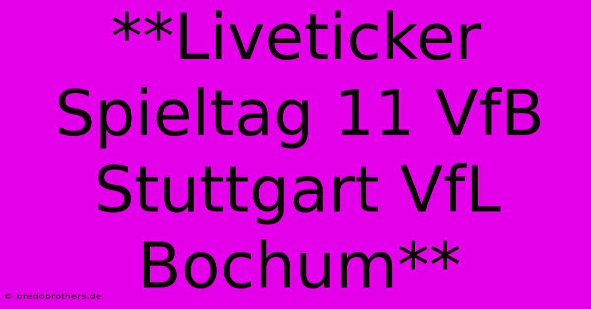 **Liveticker Spieltag 11 VfB Stuttgart VfL Bochum**