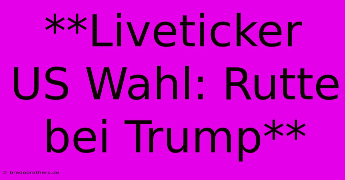 **Liveticker US Wahl: Rutte Bei Trump**