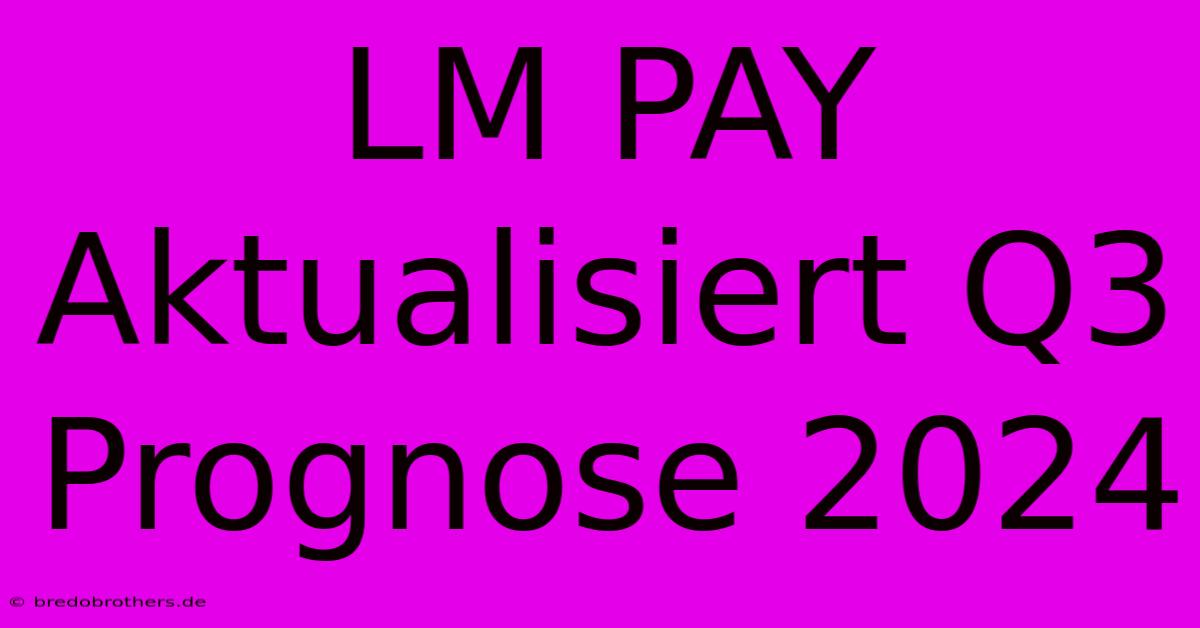 LM PAY Aktualisiert Q3 Prognose 2024