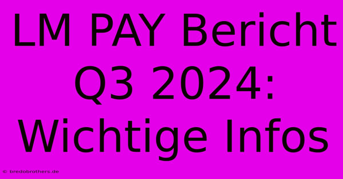 LM PAY Bericht Q3 2024: Wichtige Infos