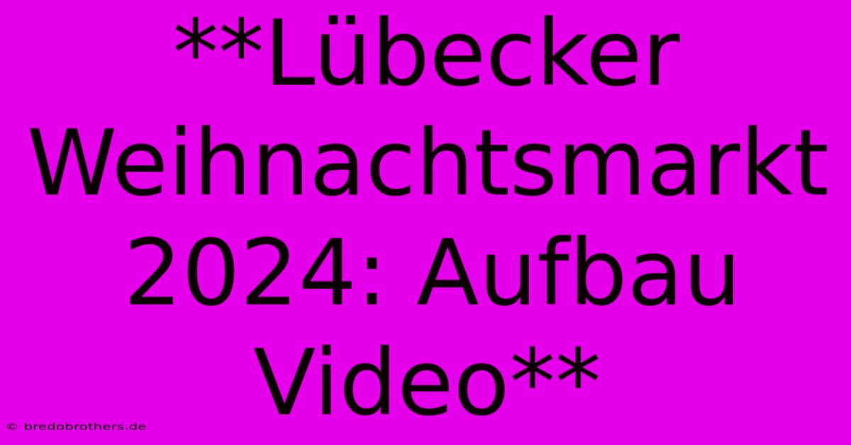 **Lübecker Weihnachtsmarkt 2024: Aufbau Video**