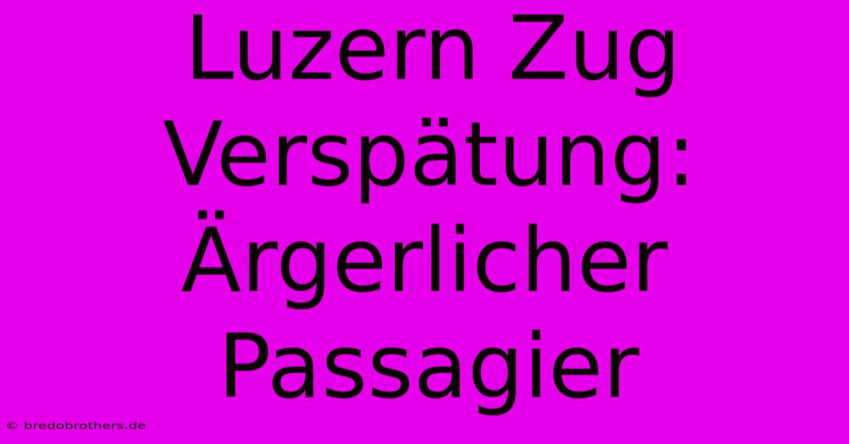 Luzern Zug Verspätung: Ärgerlicher Passagier