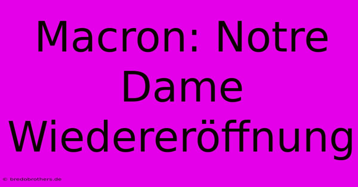 Macron: Notre Dame Wiedereröffnung