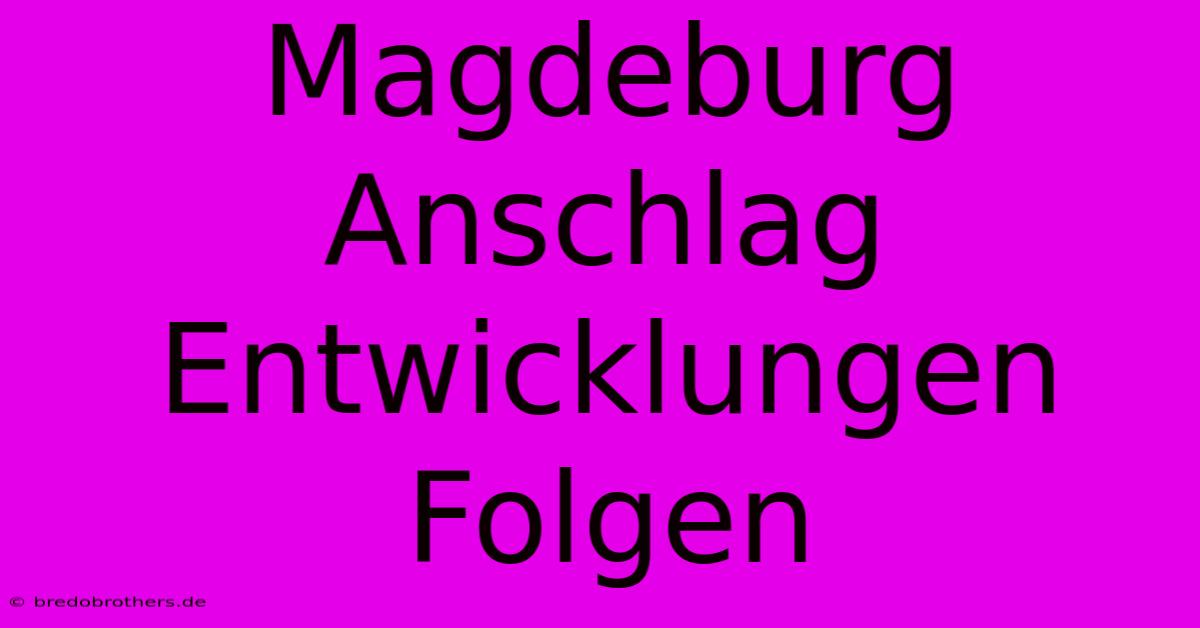 Magdeburg Anschlag Entwicklungen Folgen