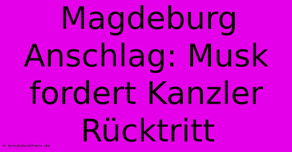 Magdeburg Anschlag: Musk Fordert Kanzler Rücktritt