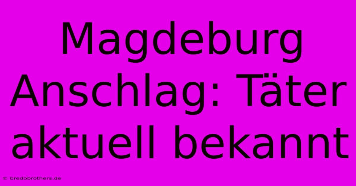 Magdeburg Anschlag: Täter Aktuell Bekannt