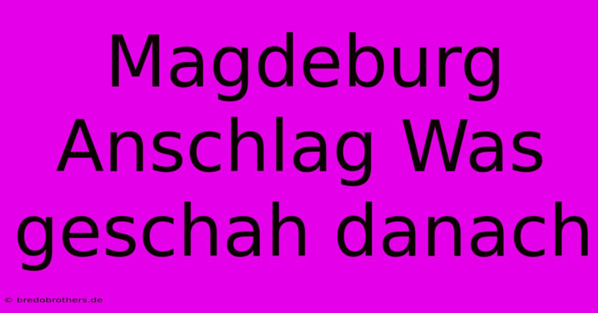 Magdeburg Anschlag Was Geschah Danach