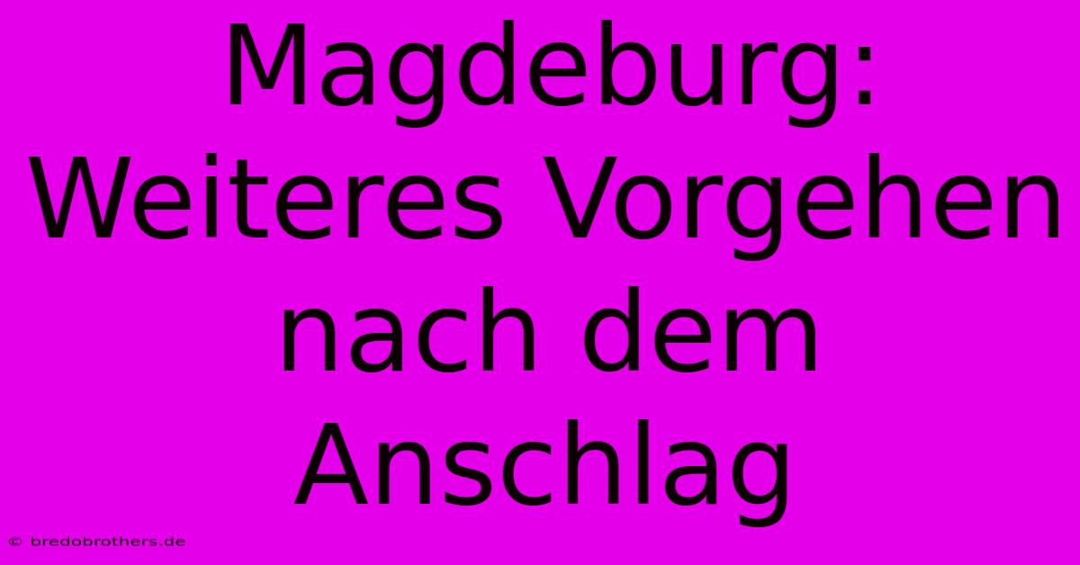 Magdeburg: Weiteres Vorgehen Nach Dem Anschlag