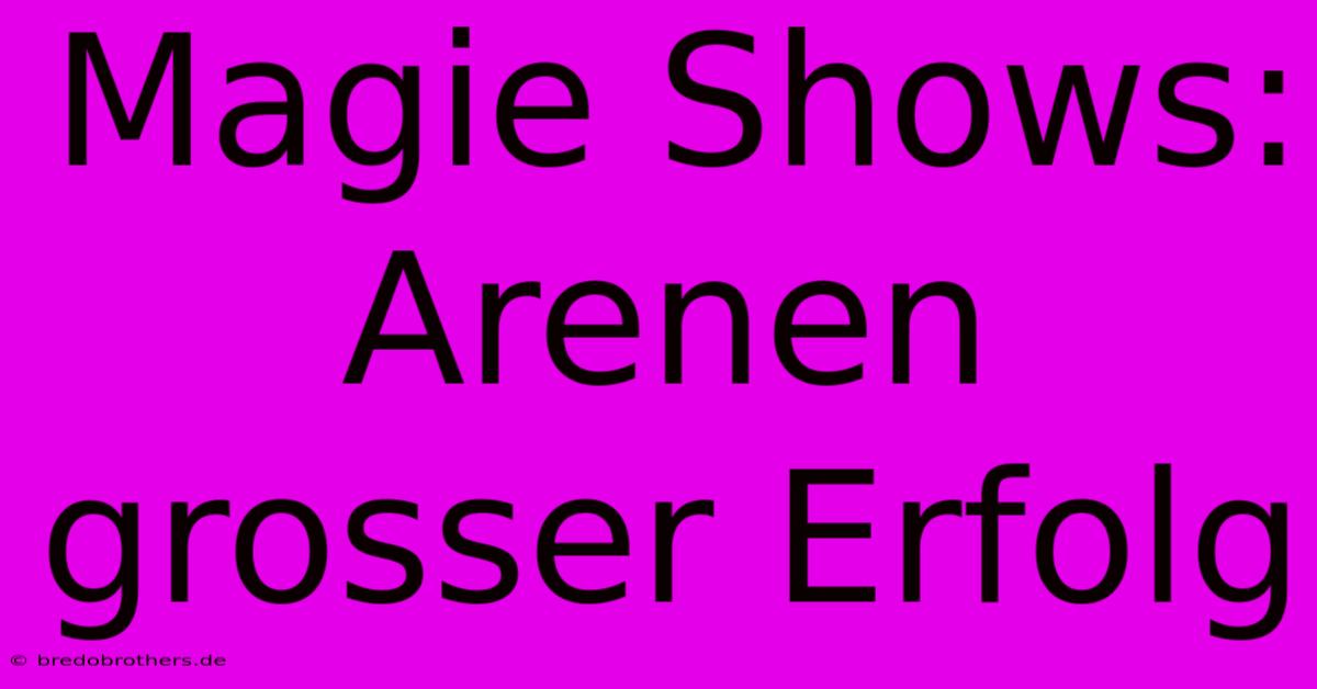 Magie Shows: Arenen Grosser Erfolg