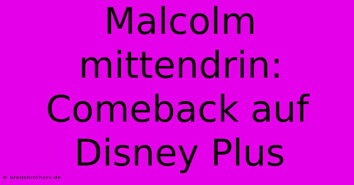 Malcolm Mittendrin: Comeback Auf Disney Plus