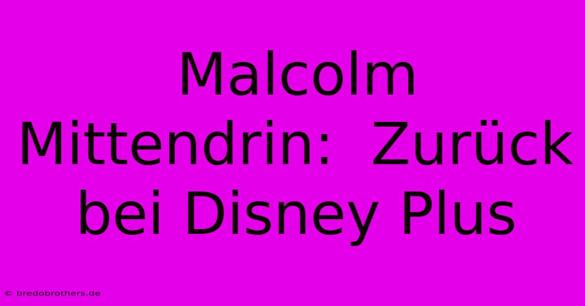 Malcolm Mittendrin:  Zurück Bei Disney Plus