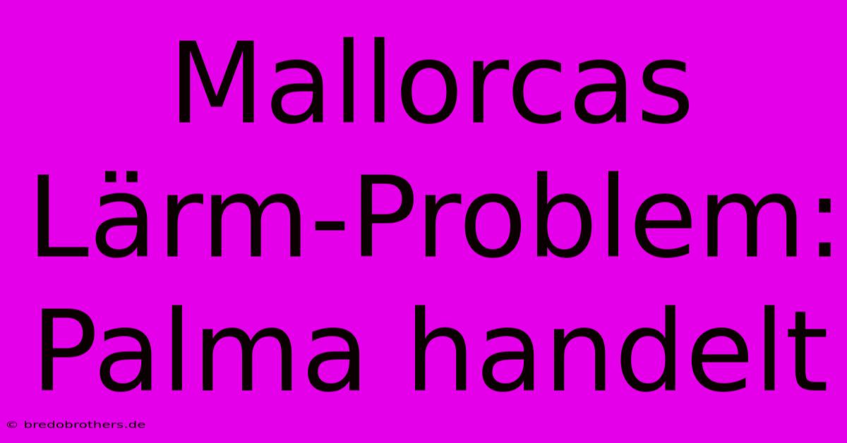 Mallorcas Lärm-Problem: Palma Handelt