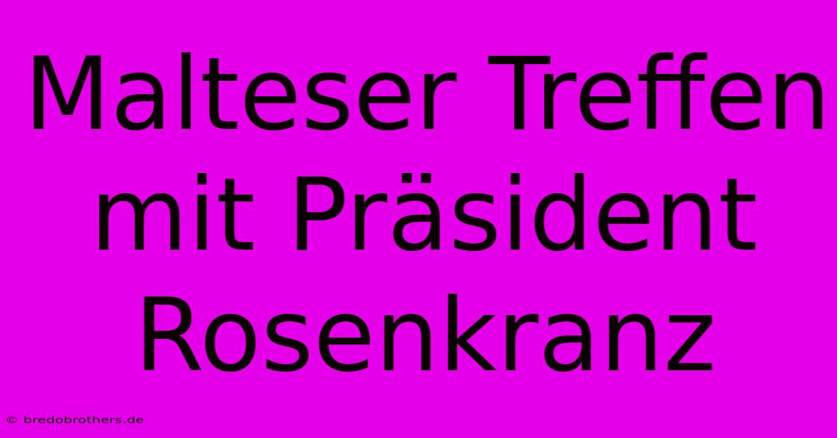 Malteser Treffen Mit Präsident Rosenkranz