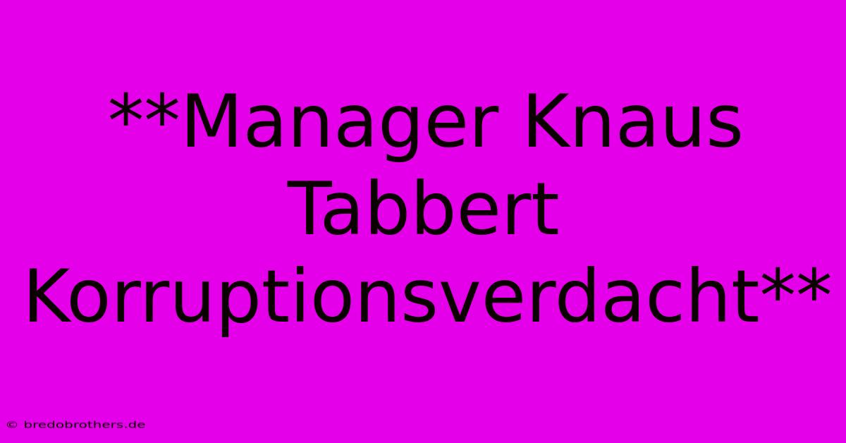 **Manager Knaus Tabbert Korruptionsverdacht**