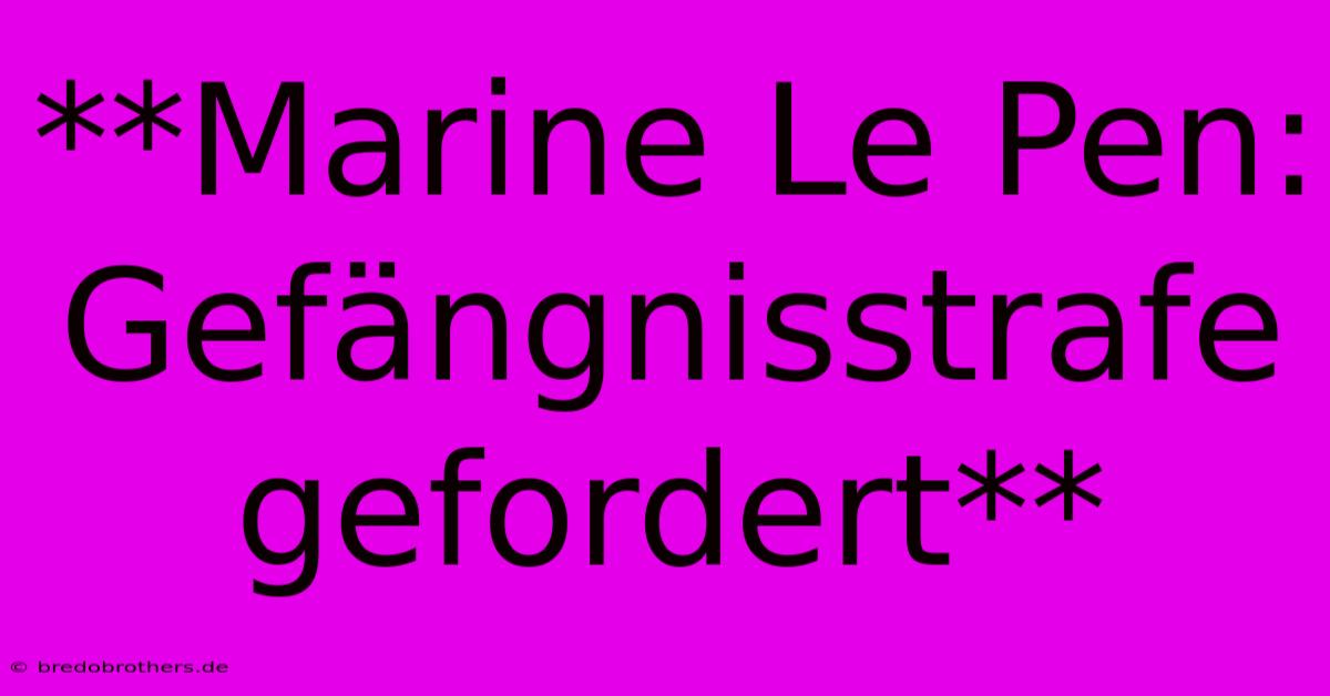 **Marine Le Pen: Gefängnisstrafe Gefordert**