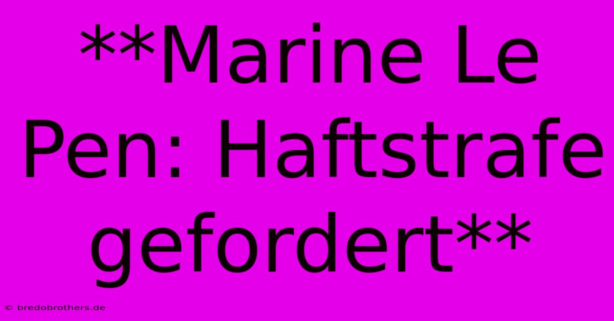 **Marine Le Pen: Haftstrafe Gefordert**