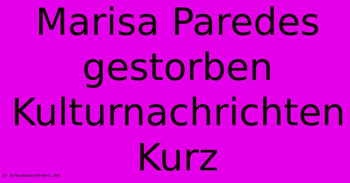 Marisa Paredes Gestorben Kulturnachrichten Kurz