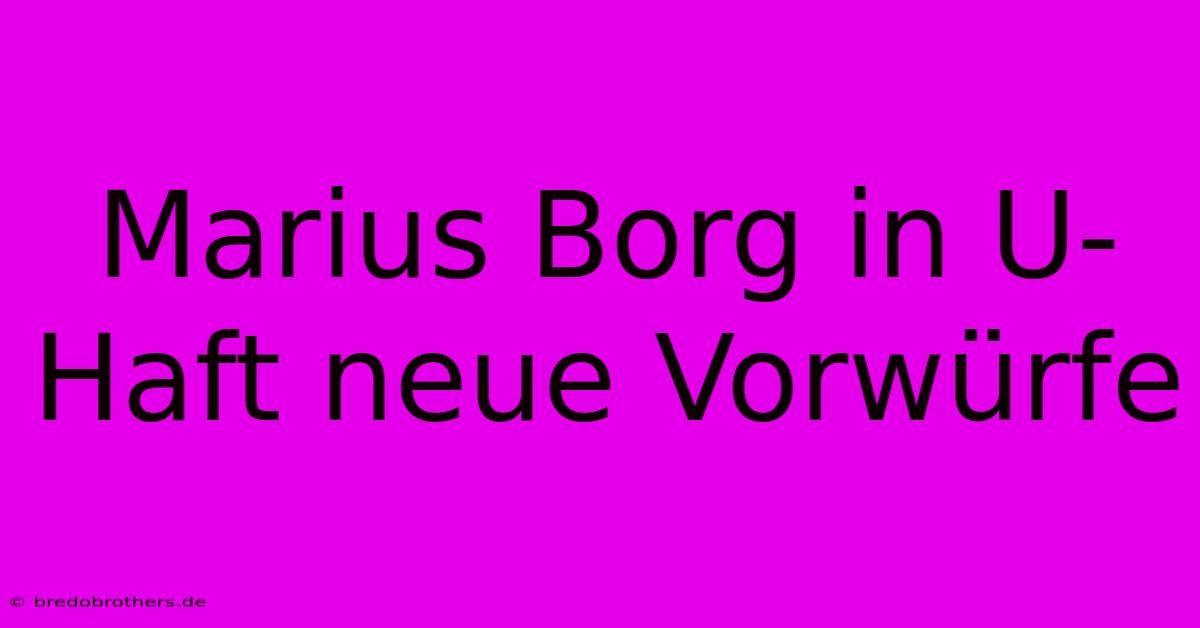 Marius Borg In U-Haft Neue Vorwürfe