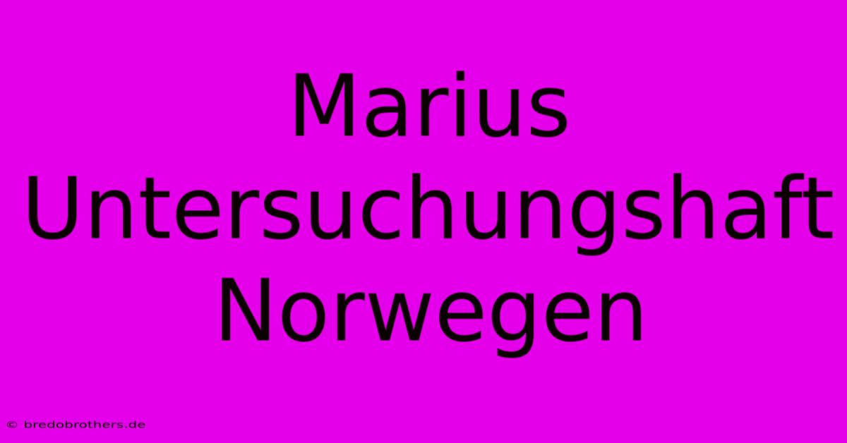 Marius Untersuchungshaft Norwegen