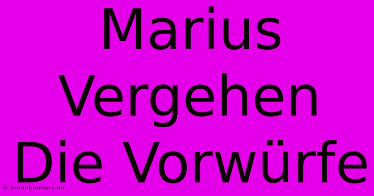 Marius Vergehen Die Vorwürfe