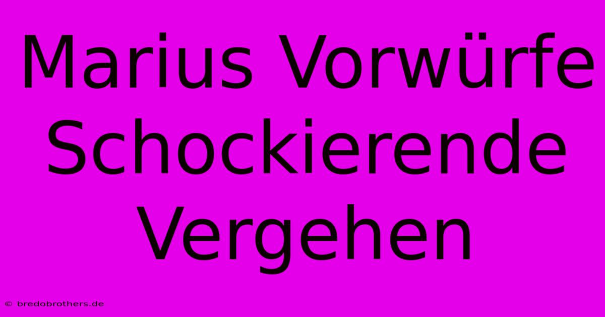 Marius Vorwürfe Schockierende Vergehen