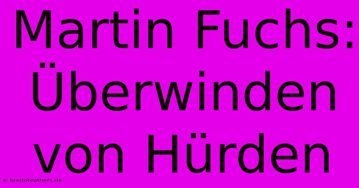 Martin Fuchs:  Überwinden Von Hürden