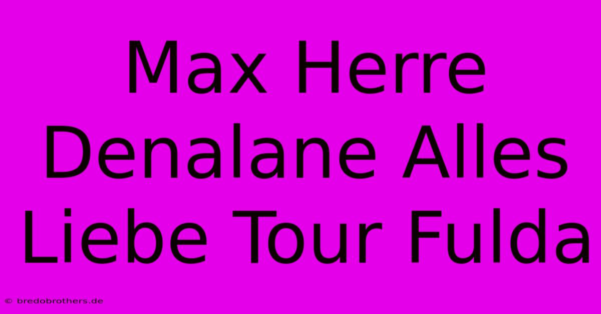 Max Herre Denalane Alles Liebe Tour Fulda