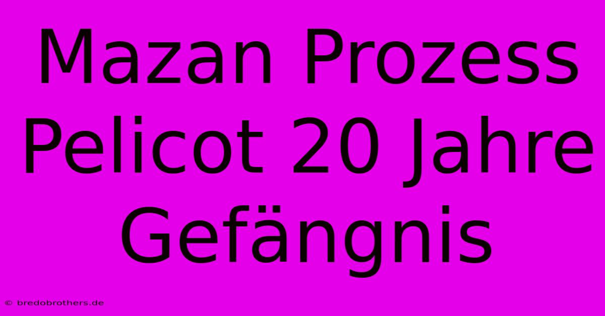 Mazan Prozess Pelicot 20 Jahre Gefängnis