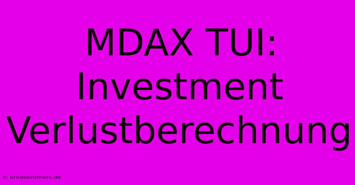 MDAX TUI:  Investment Verlustberechnung