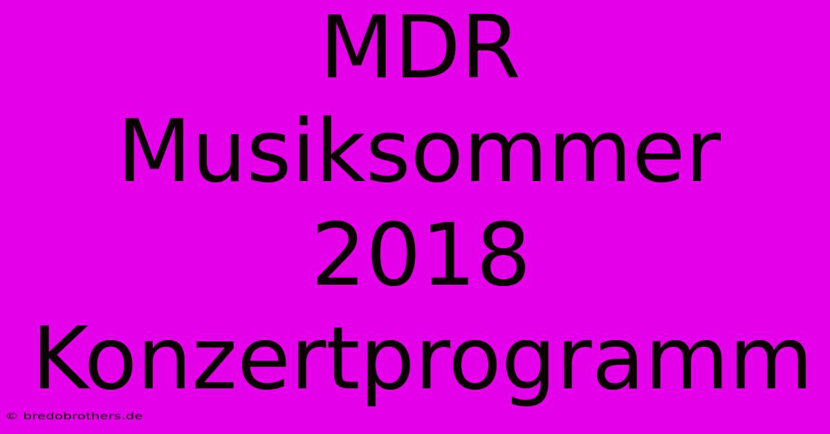 MDR Musiksommer 2018 Konzertprogramm