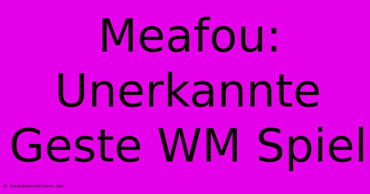 Meafou: Unerkannte Geste WM Spiel