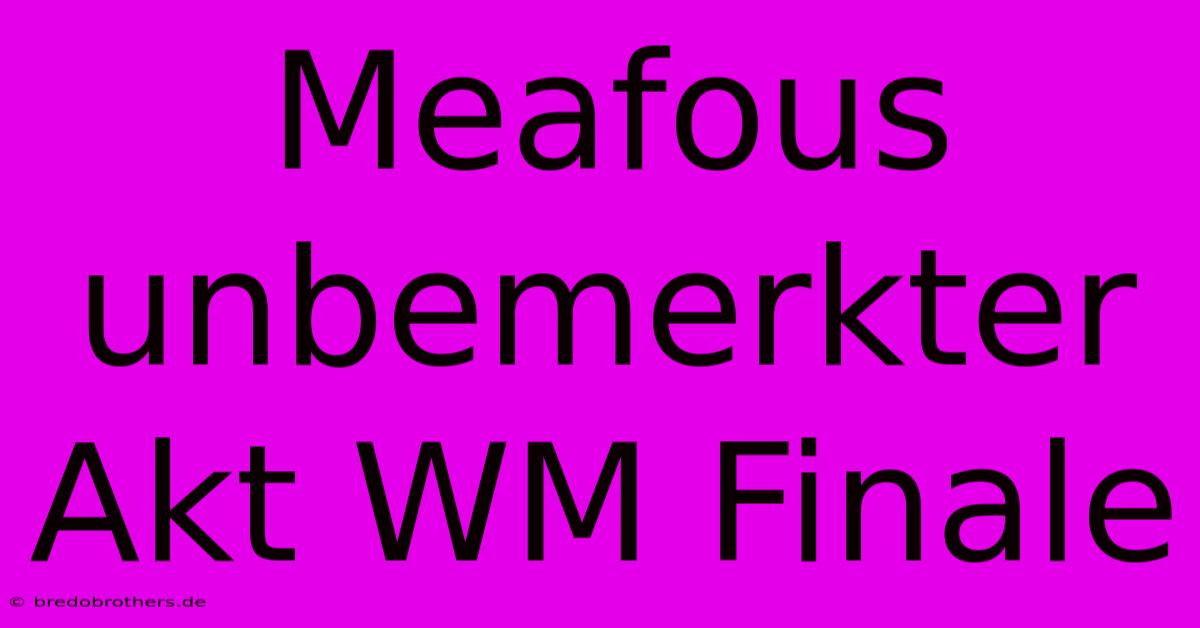 Meafous Unbemerkter Akt WM Finale