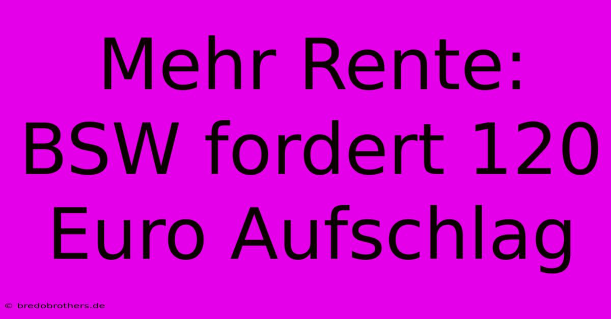 Mehr Rente: BSW Fordert 120 Euro Aufschlag