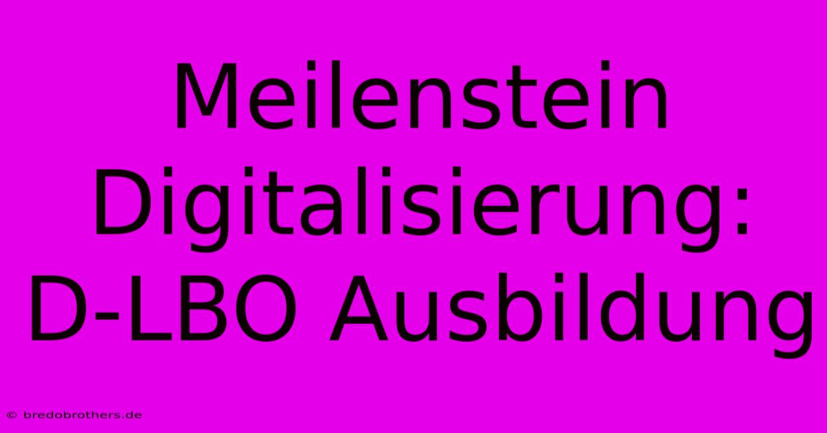 Meilenstein Digitalisierung: D-LBO Ausbildung