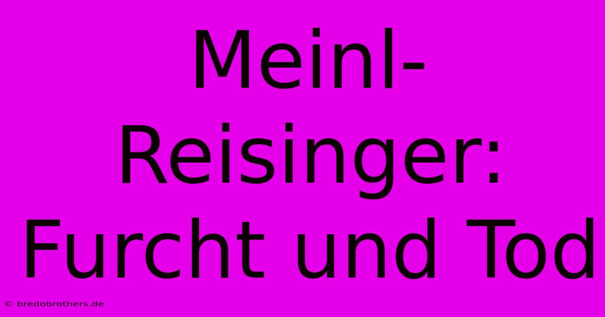 Meinl-Reisinger:  Furcht Und Tod